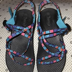 Chaco Women's Vibrant Strappy Sandals Sz 7 - Blue, Pink, Purple